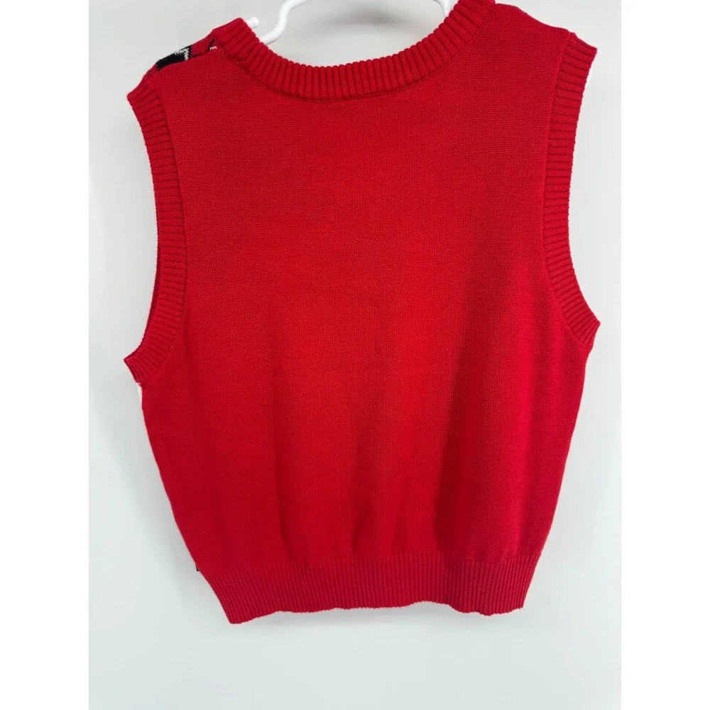 Disney Descendants The Rise of Red Argyle Heart Sweater Vest Kids Large 10/12 - Picture 2 of 4